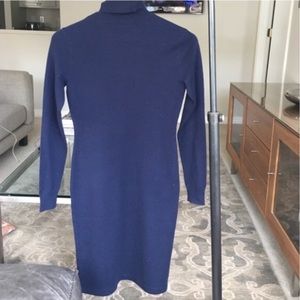Blue Cashmere Turtle neck dress